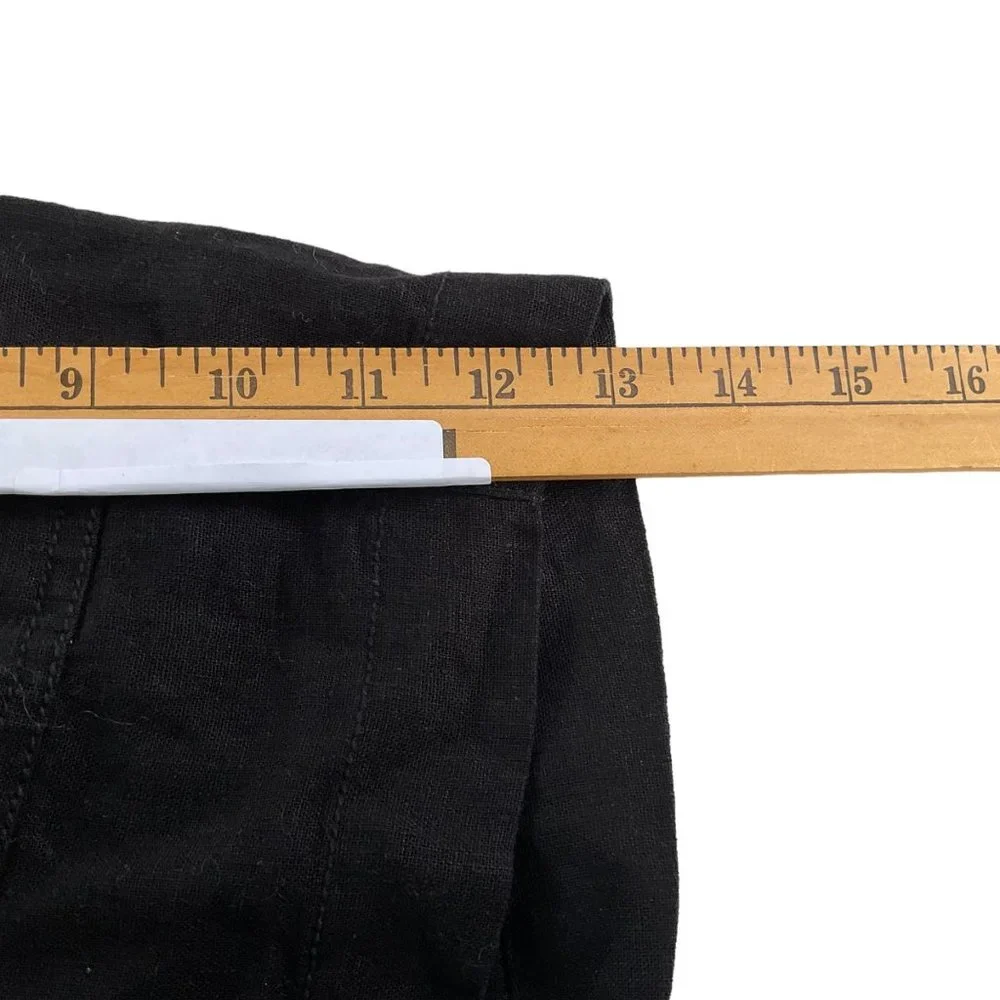 Old Navy Linen Rayon Blend Black Shorts Size 10 Zip Up With Tie‎